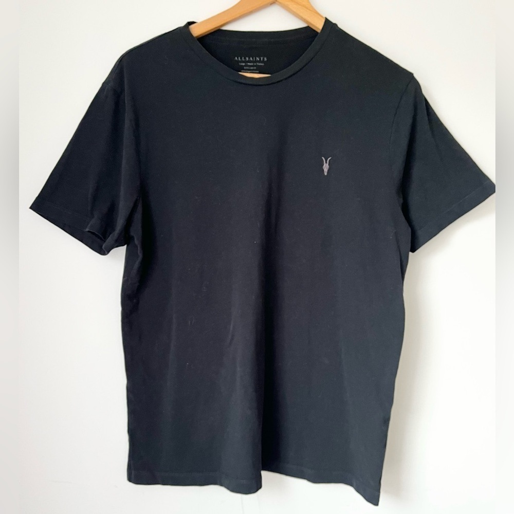 All Saints T-Shirt Men’s Large Tonic Crew Neck Ramskull Black T-Shirt - Picture 4 of 10